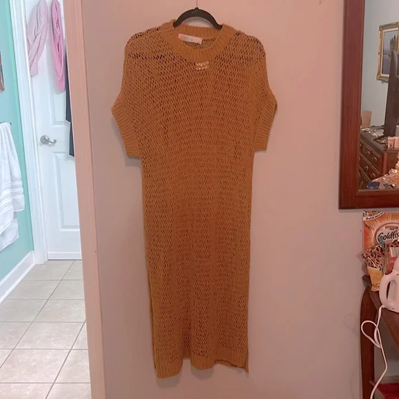 Free People | Dresses | Free People Beach Gold Crochet Dress | Poshmark